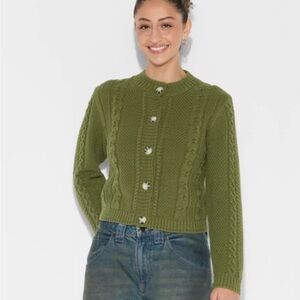 Wild Fable Olive Button-Up Cardigan